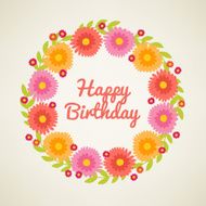 Happy Birthday card with floral wreath