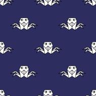 Seamless crab origami pattern on dark blue background