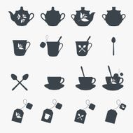 Set of tea objects Vector