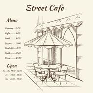 Hand drawn street cafe background N2