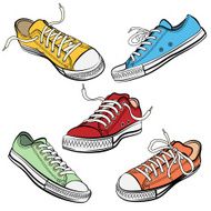 Sport shoes or sneakers icons in different views N2