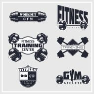 Fitness gym bodybuilding emblems