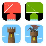 Set of icons bridge and tower