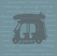 Surfing poster - silhouette of tuk and surfboards