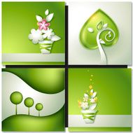 Card with abstract green paper backgrounds