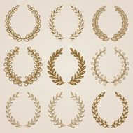 Set of Vector gold laurel wreaths