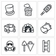 Chimney and heating coal icons set Vector Illustration N2