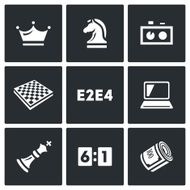 Playing chess and modern technology icons set Vector Illustration N2