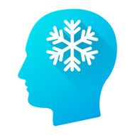 Male head icon with a snow flake