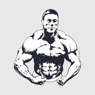 Hand drawn muscular man - Bodybuilder N2
