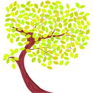 Isolated tree with dark trunk and leafs