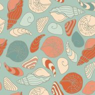 vector sea shells seamless pattern N2