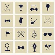 Vector Illustration with set golf of icons