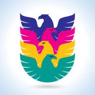Graceful soaring eagle logo with outstretched wings