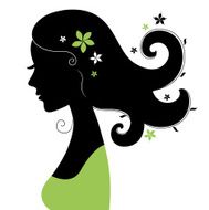 Beautiful woman silhouette with flowers in hair N2