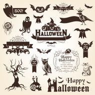 Set of halloween decorative elements