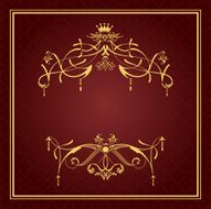 Gold ornament on brown background
