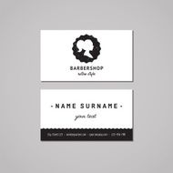 Barbershop business card design concept Logo with ponytail hairstyle woman
