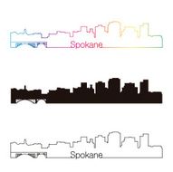 Spokane skyline linear style with rainbow