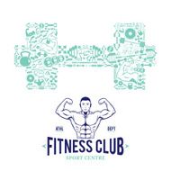 Fitness Gym Label Template Icons Pattern
