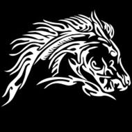 tribal horse tattoo on black background
