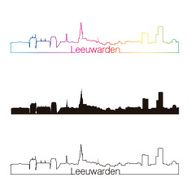 Leeuwarden skyline linear style with rainbow