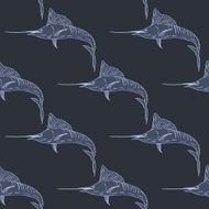 Swordfish seamless vector pattern dark background