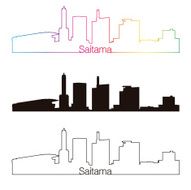 Saitama skyline linear style with rainbow