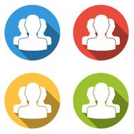 Collection of 4 isolated flat buttons for social person group