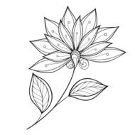 Vector Beautiful Monochrome Contour Flower N27