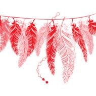 Vector line drawing feathers in bright colors