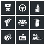 Drunken driving icons set Vector Illustration