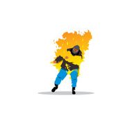 Stuntman Burning man sign Vector Illustration