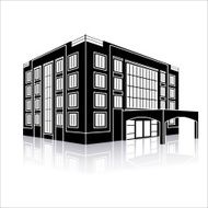 silhouette office building with an entrance and reflection N27