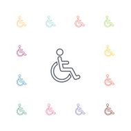 cripple flat icons set