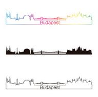 Budapest skyline linear style with rainbow