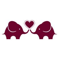 Two cute elephants holding a heart N2
