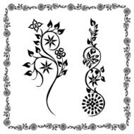 swirling silhouette flower Frame floral