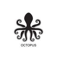 Silhouette of an octopus on light background N5