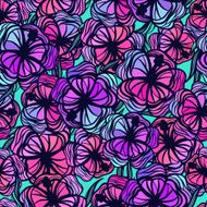 Seamless pattern with stylized colored tropical flowers N2