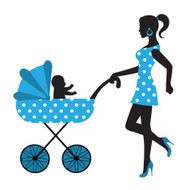 silhouette of a woman with stroller N2