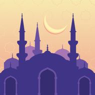 Vector seamless background mosque moon Ramadan Kareem greeting card N2
