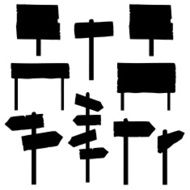 Vector Set of Signposts Silhouettes N3