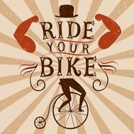 Hand drawn decorative textured vintage vector poster for bicycle N2