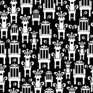 white icons of furniture on seamless pattern