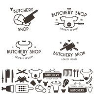 Set of labels templates and logo butchery shop