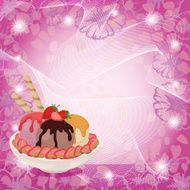 Ice Cream Strawberries and Abstract Background