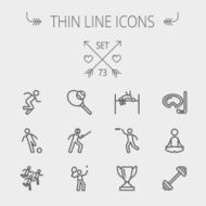 Sports thin line icon set N4
