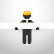 black figure with yellow helmet and white stripes