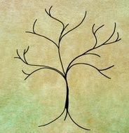 fine hand painted tree on watercolored paper N3